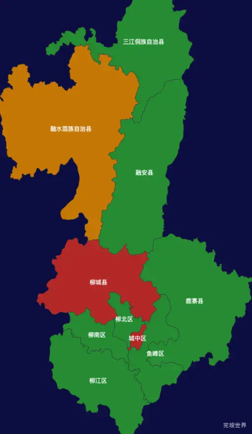 echarts柳州市地区地图geoJson数据